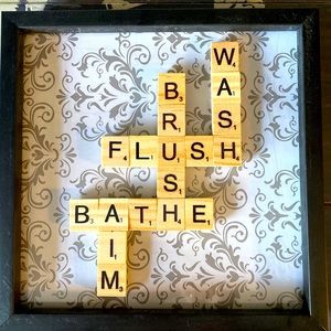 Bathroom word tile picture